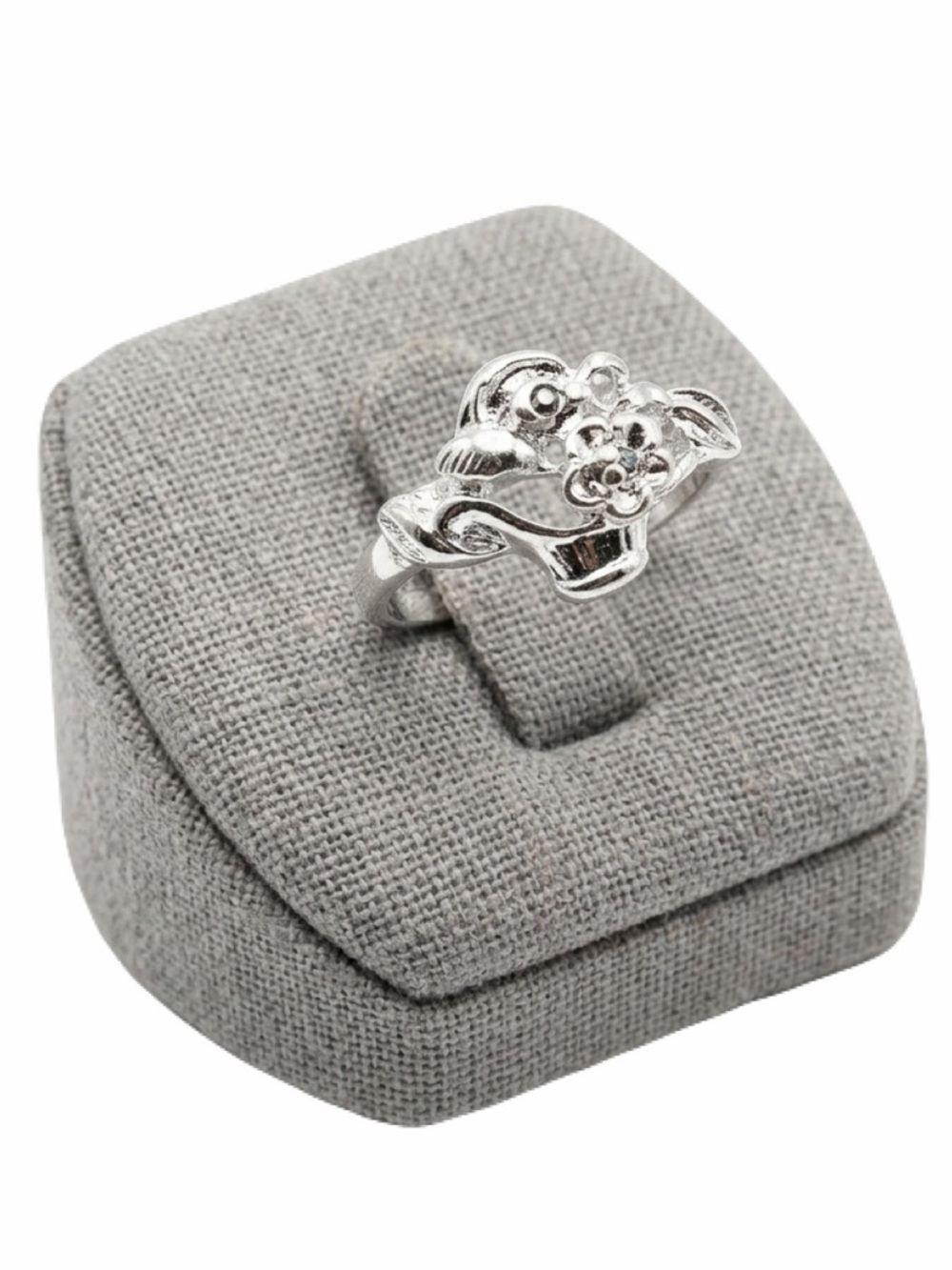 New Stamped Solid 925 Sterling Silver Boho Flower Basket Ring